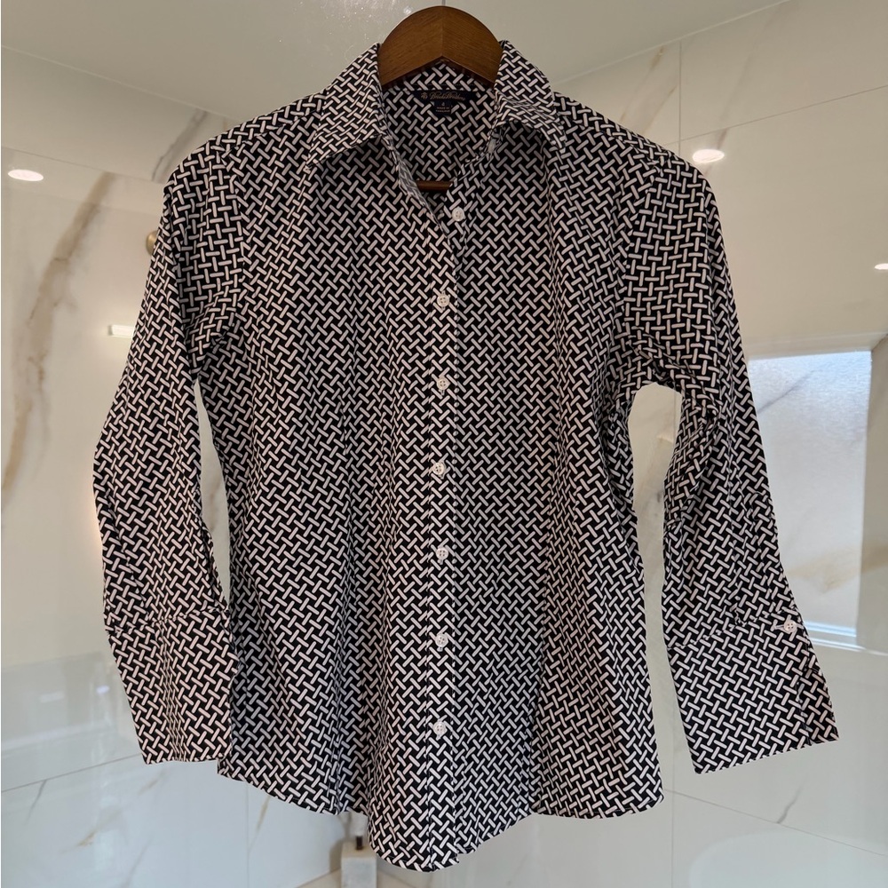 Brooks Brothers Geometric Print Button Down Shirt Size 4
